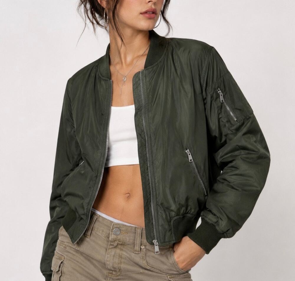 Ashley by 26 international bomber jacket lightweight military green utility M